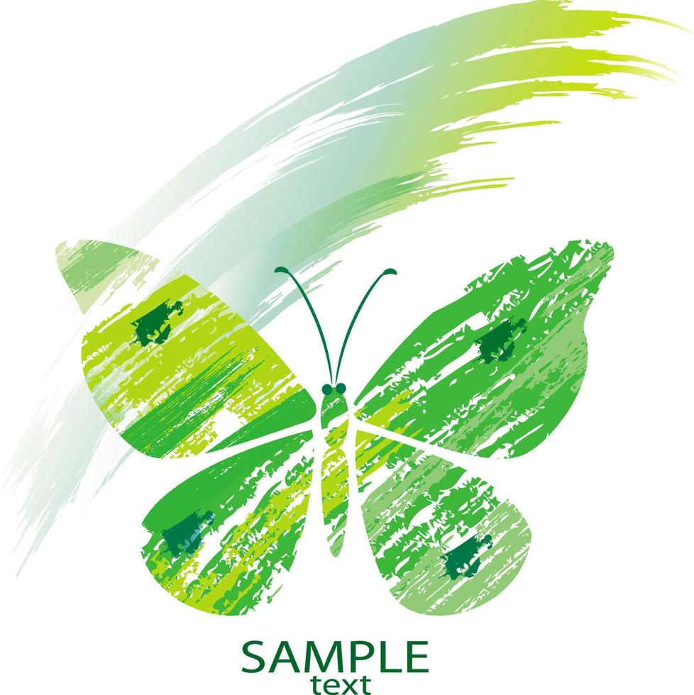 Green butterfly from line brushes vector