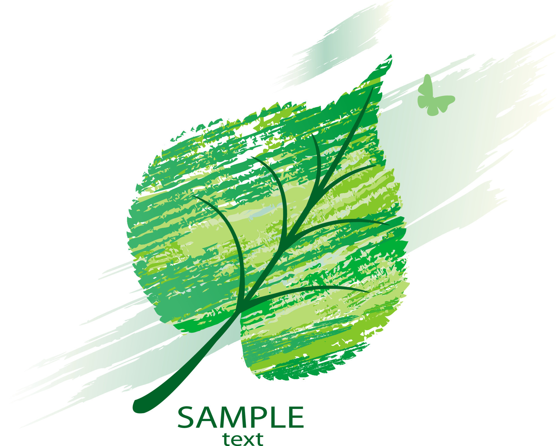 Green leaf from line brushes 21007688 Vector Art at Vecteezy