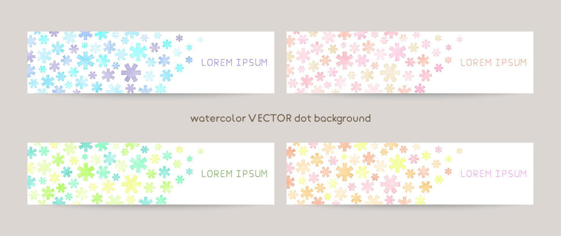 Set of colorful vector watercolor backgrounds with white space for text. web banners template