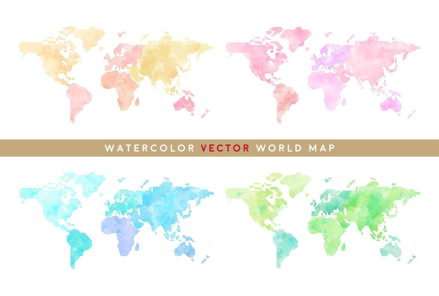 simplified colorful hand drawn watercolor vector world map