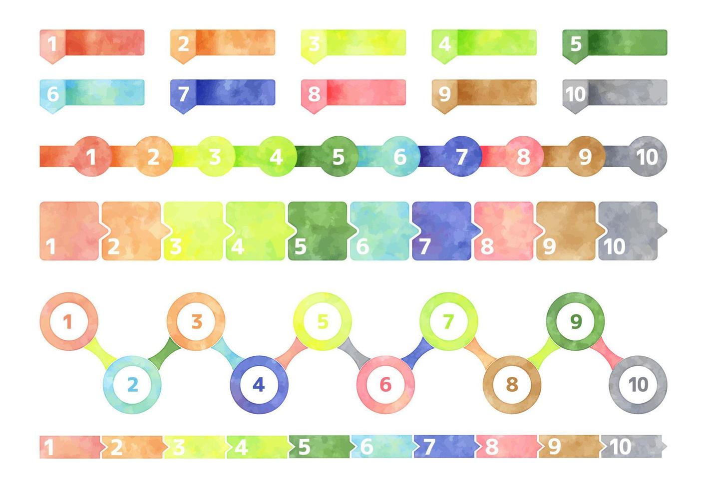 watercolor colorful infographic elements set vector