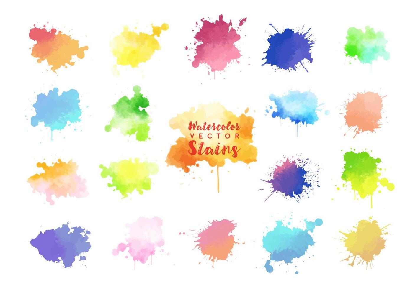 watercolor colorful vector stains set