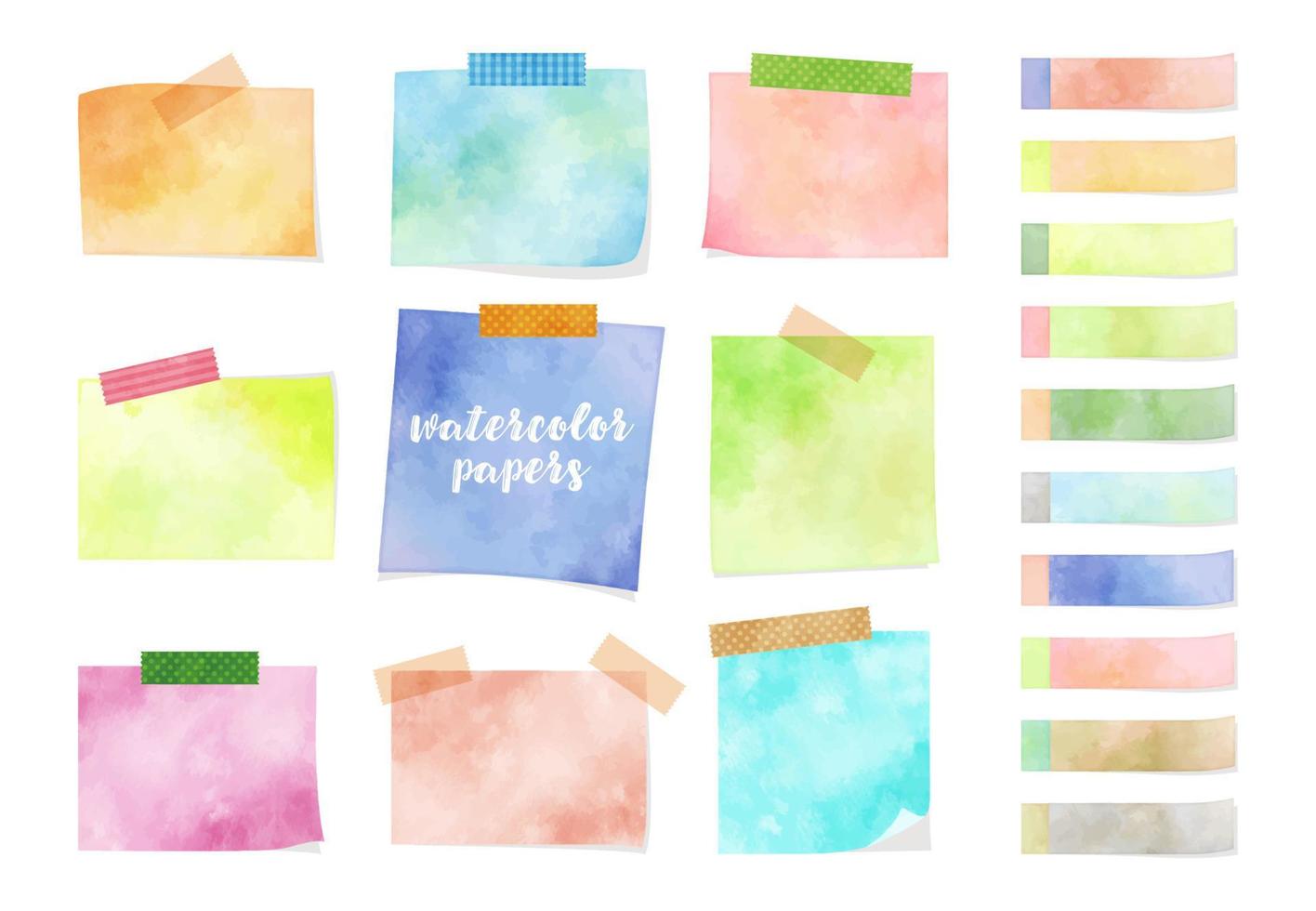 Watercolor colorful sticky notes set vector