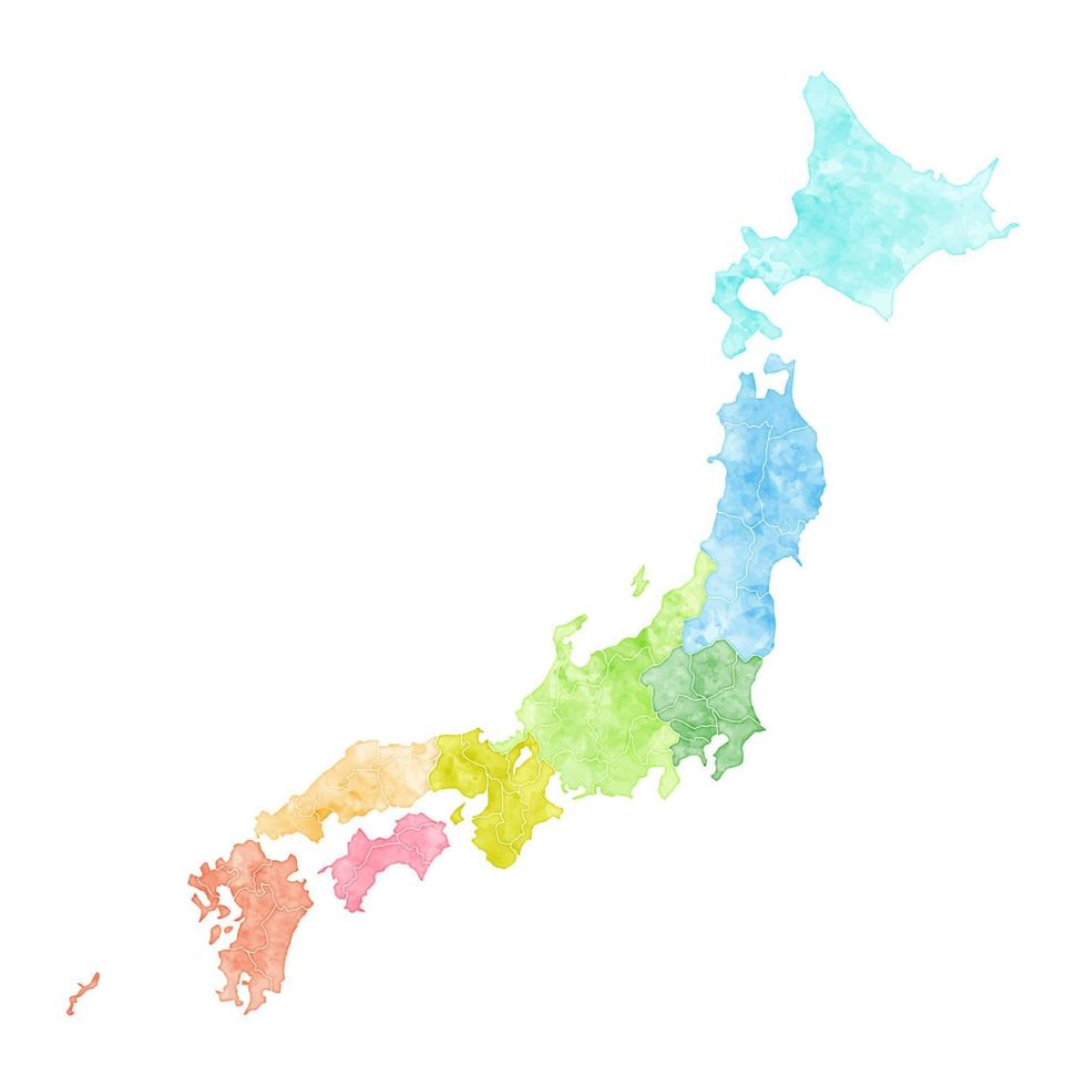 Watercolor hand drawn map of Japan vector