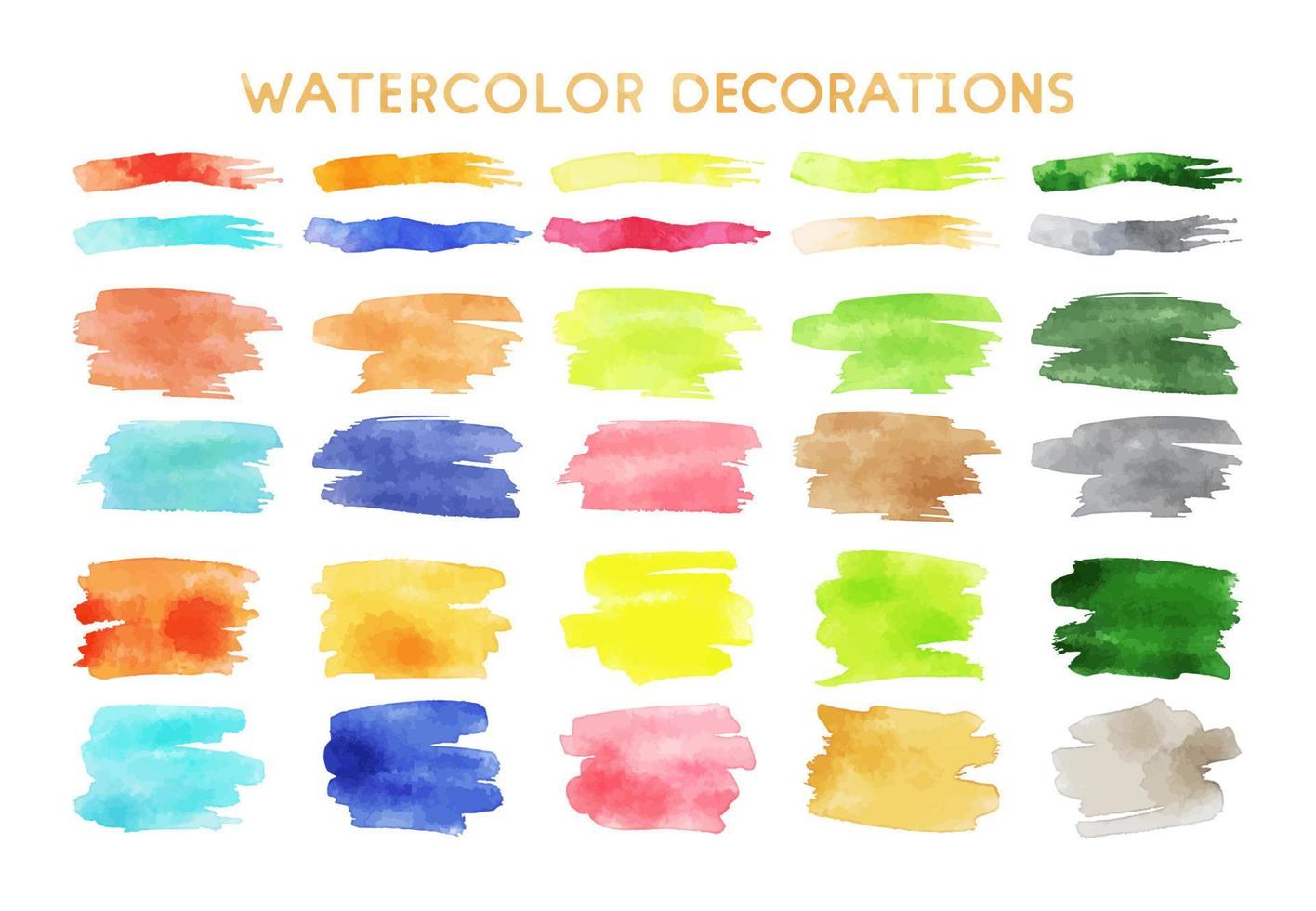 watercolor colorful vector stroke set