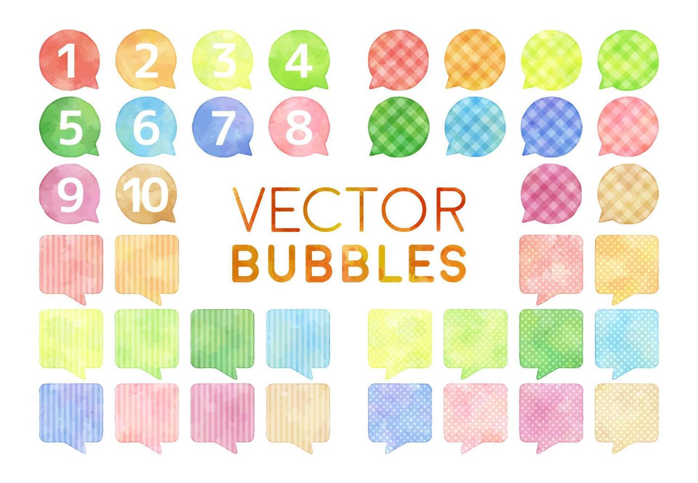 Colorful watercolor speech bubble set vector