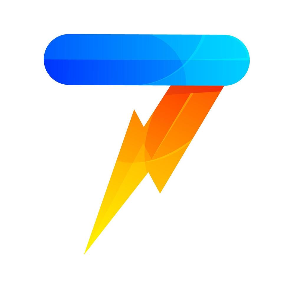 number 7 and lightning colorful logo vector