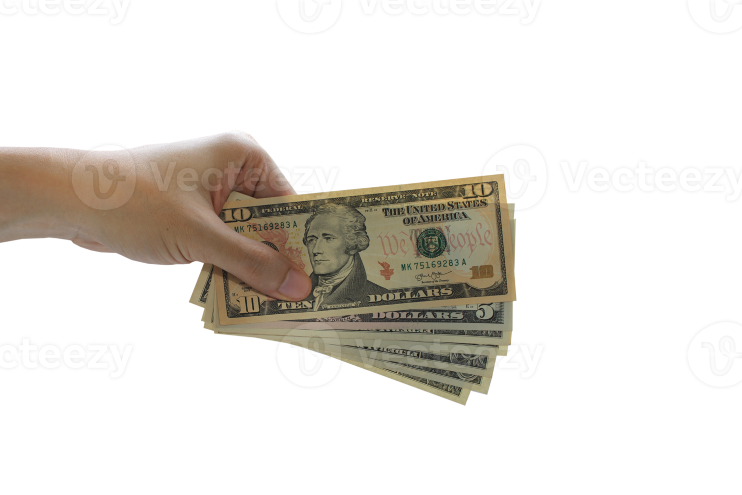 Hand holding money dollars png