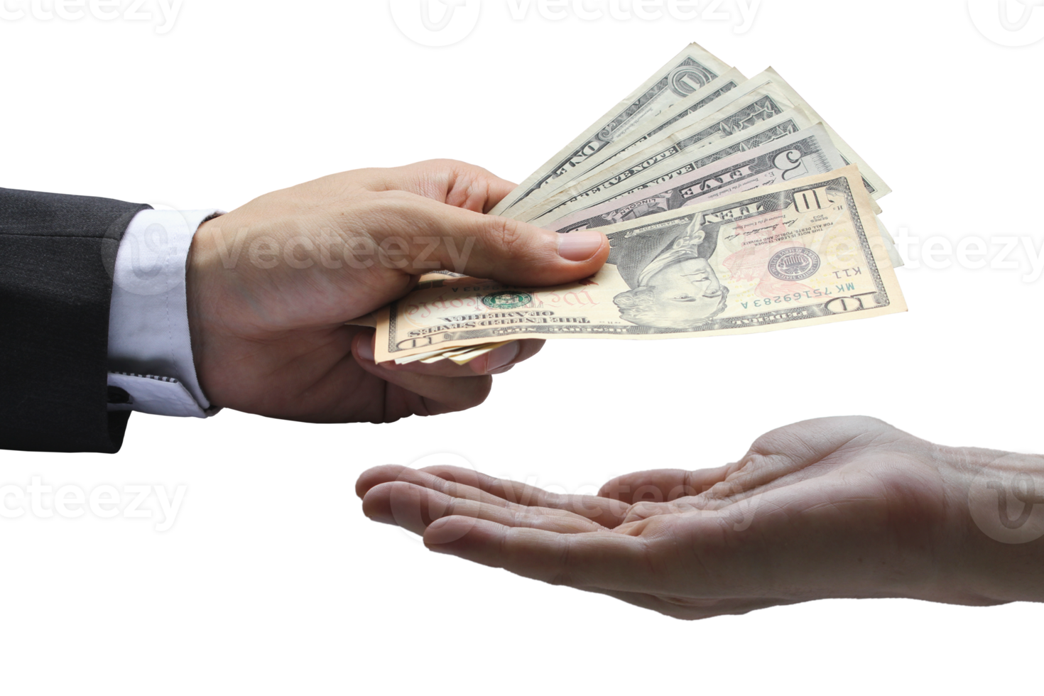 Hand holding or given money dollars png