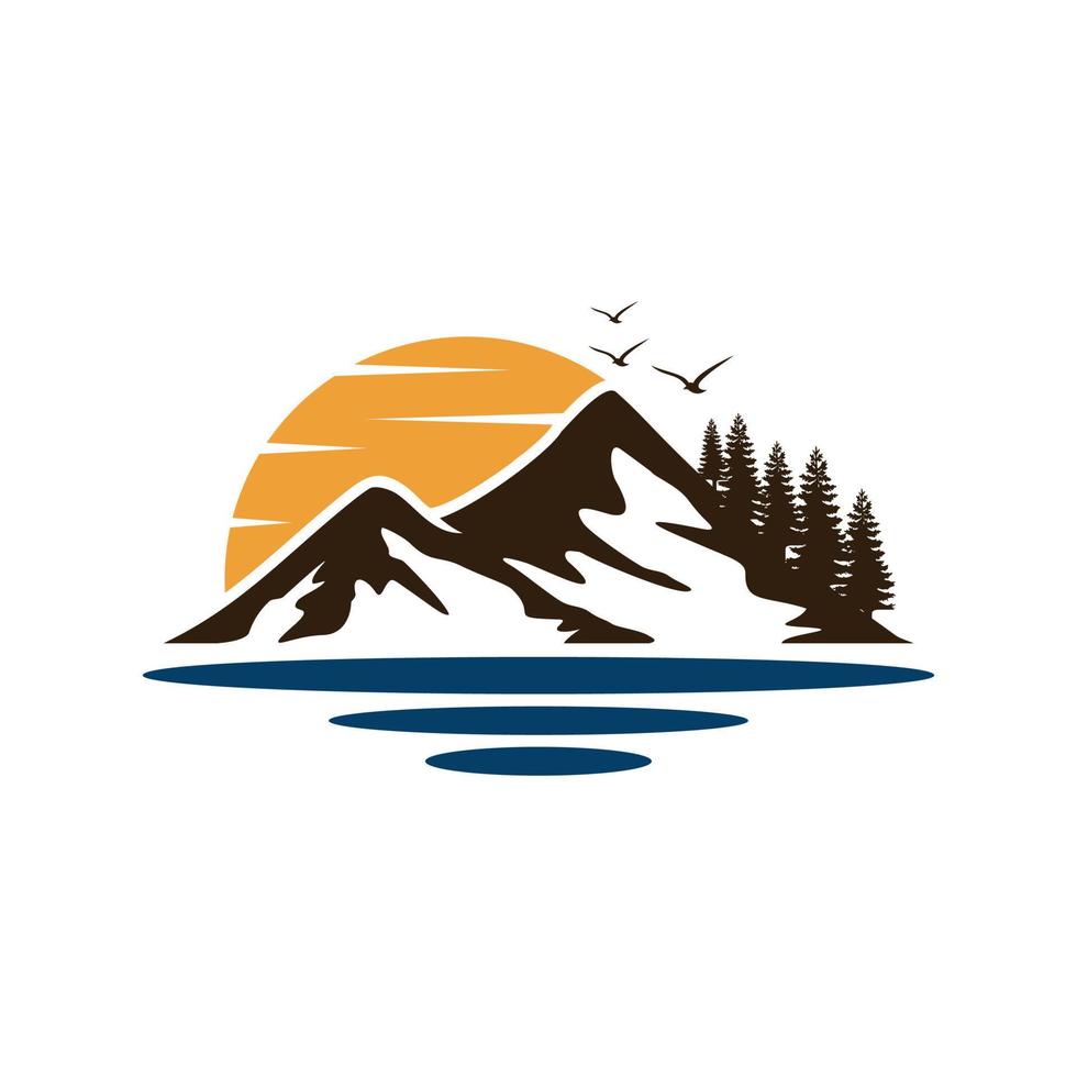 montaña lago logo naturaleza paisaje valores vector