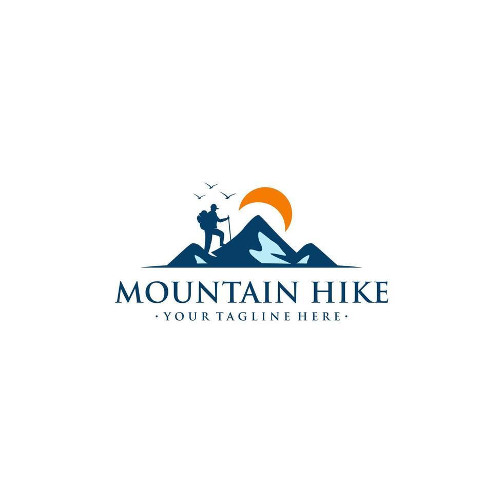 plantilla de vector de logotipo de caminata de montaña