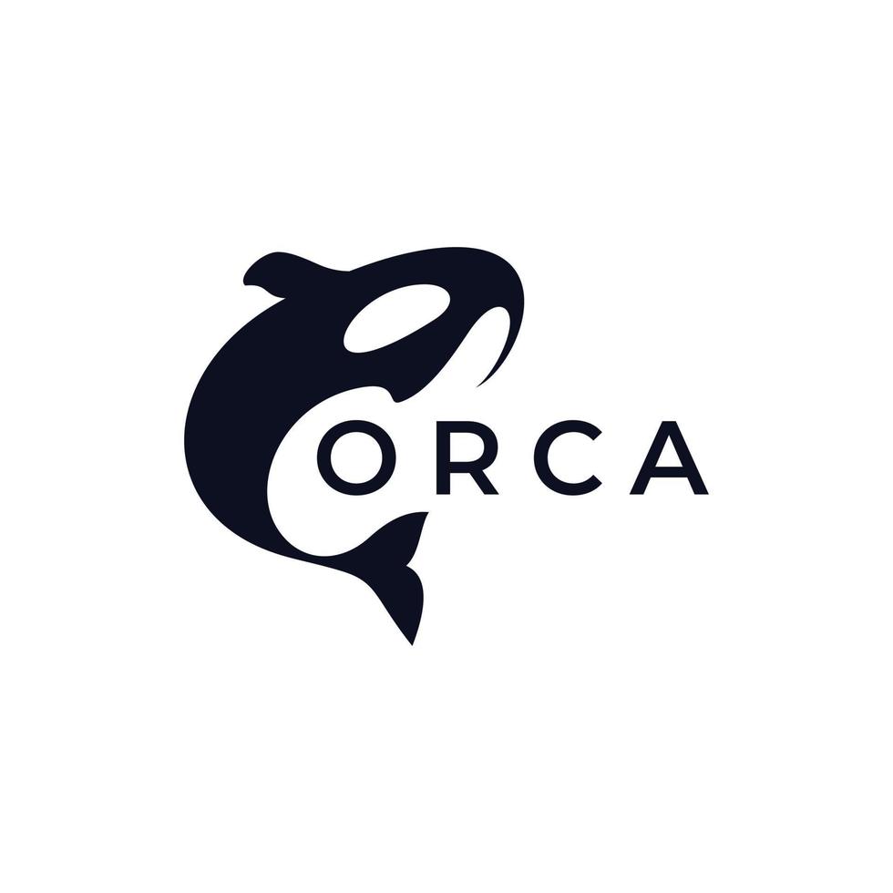 Orca Whale Sea Black and White logo vector template