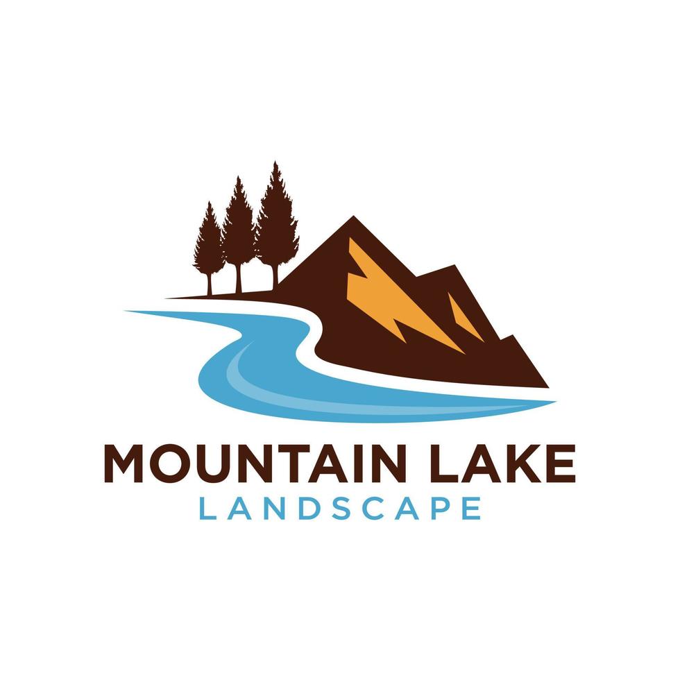 Mountain Lake Logo Nature Landscape Stock Vector