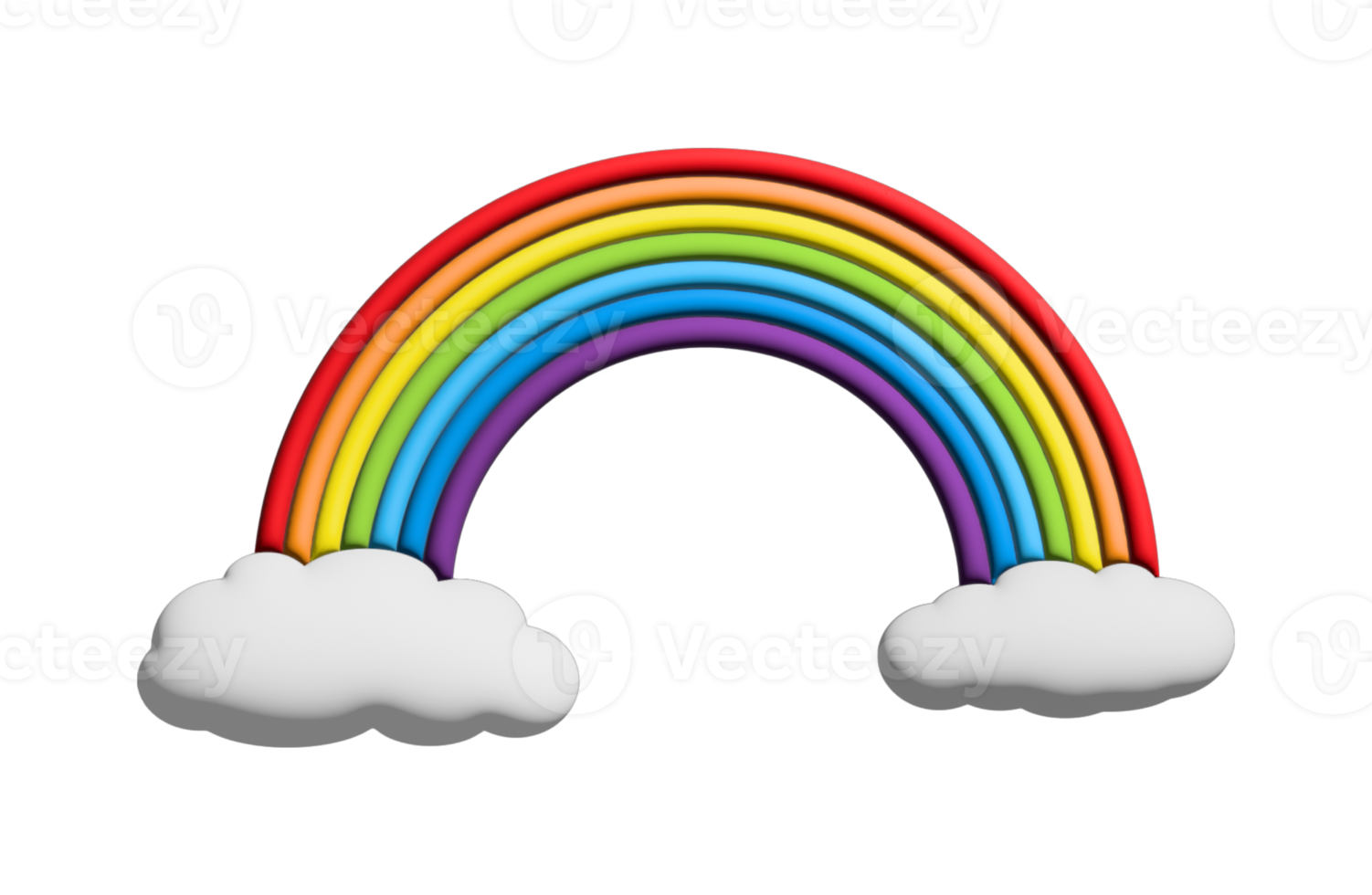 Vibrant 3D Rainbow with Clouds Design Perfect for Adding Colorful Flair to Your Projects png