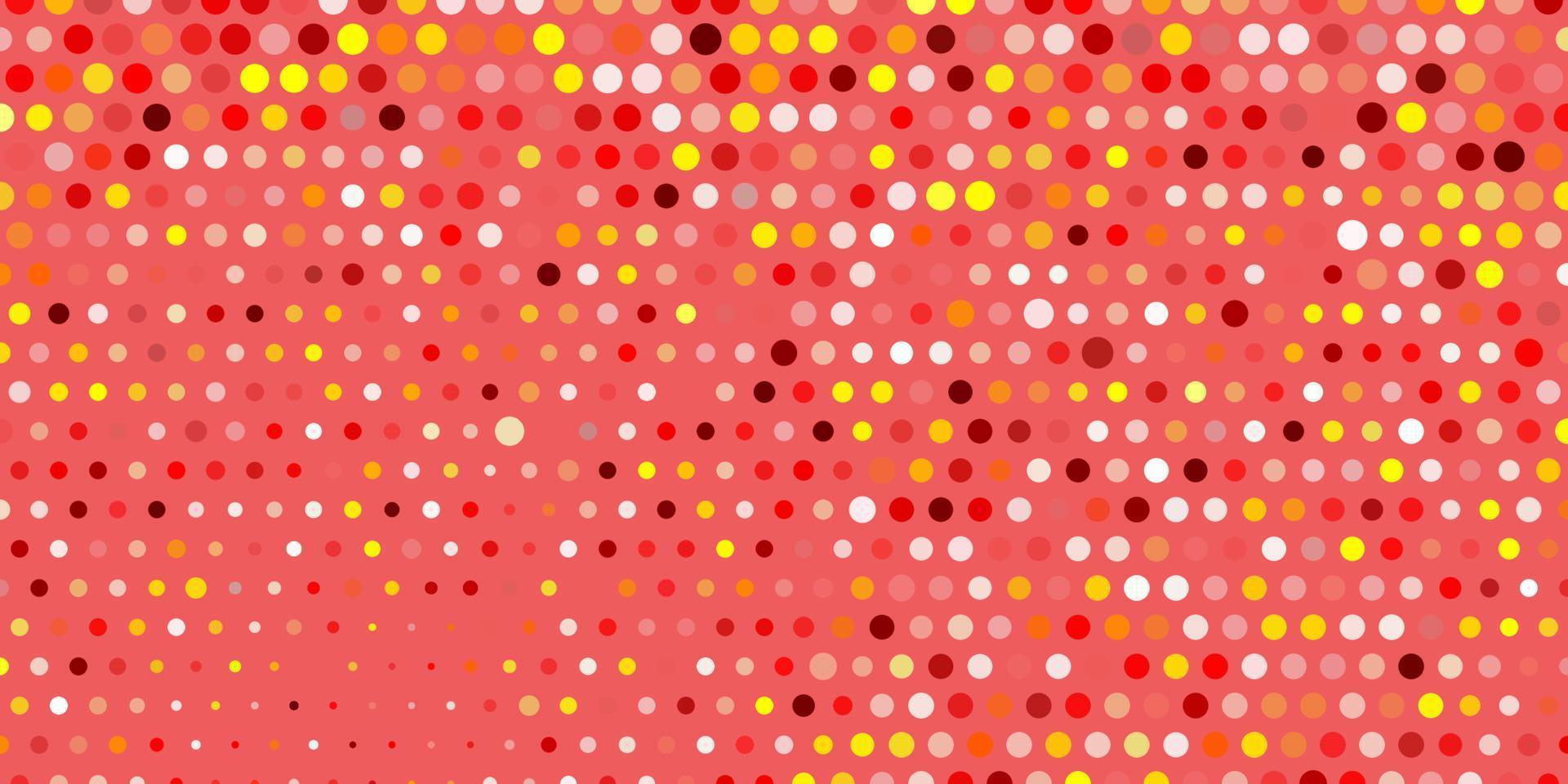 Light red, yellow vector background with spots.