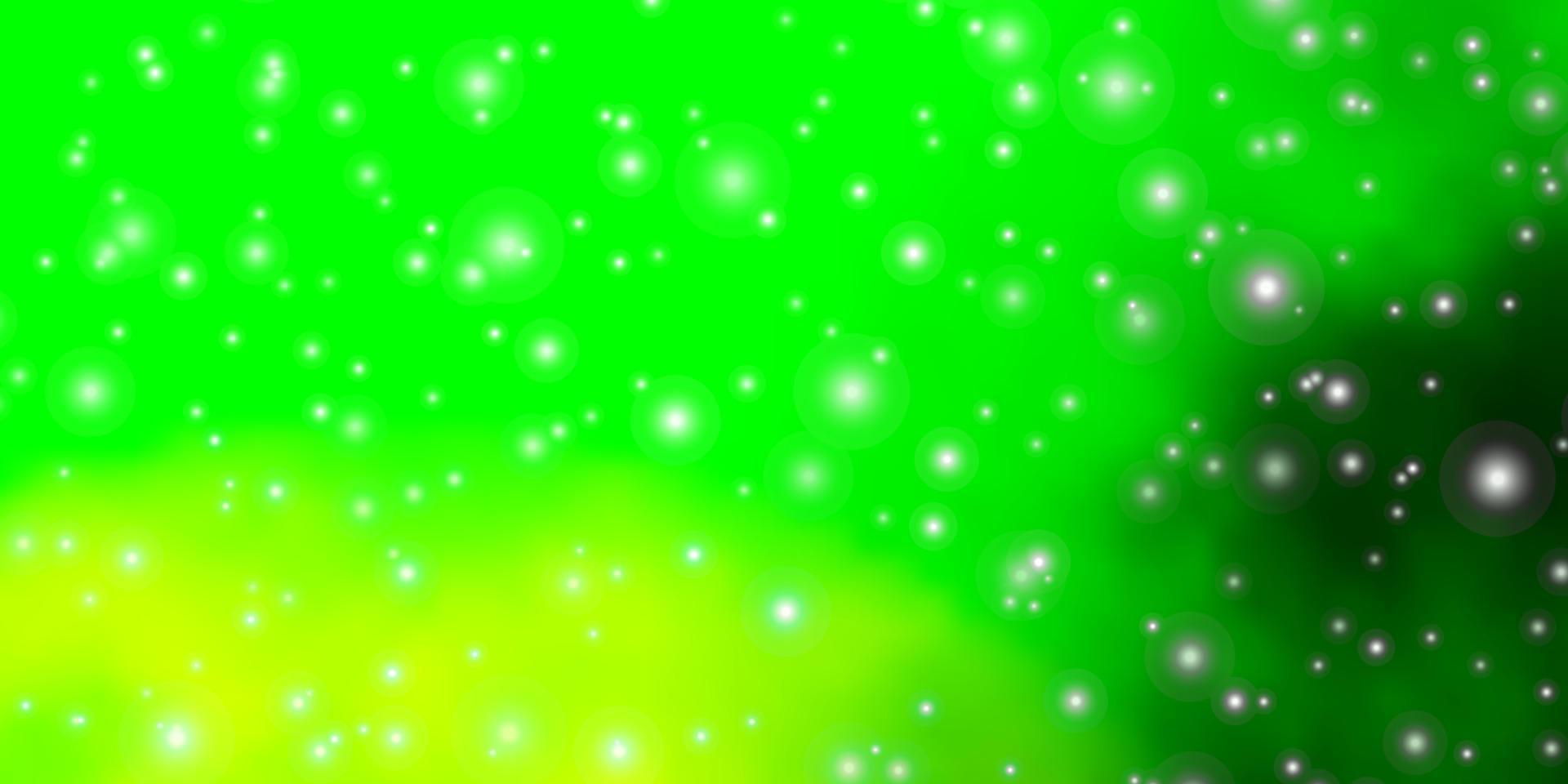 plantilla de vector verde claro con estrellas de neón.