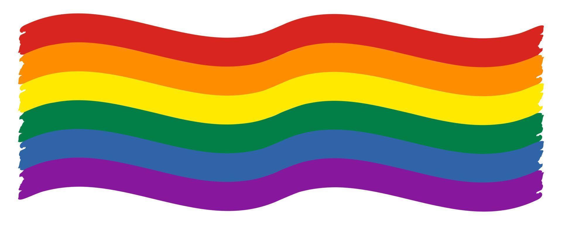 Wide Waving Pride flag. Rainbow LGBT symbol icon. Flat vector illustration