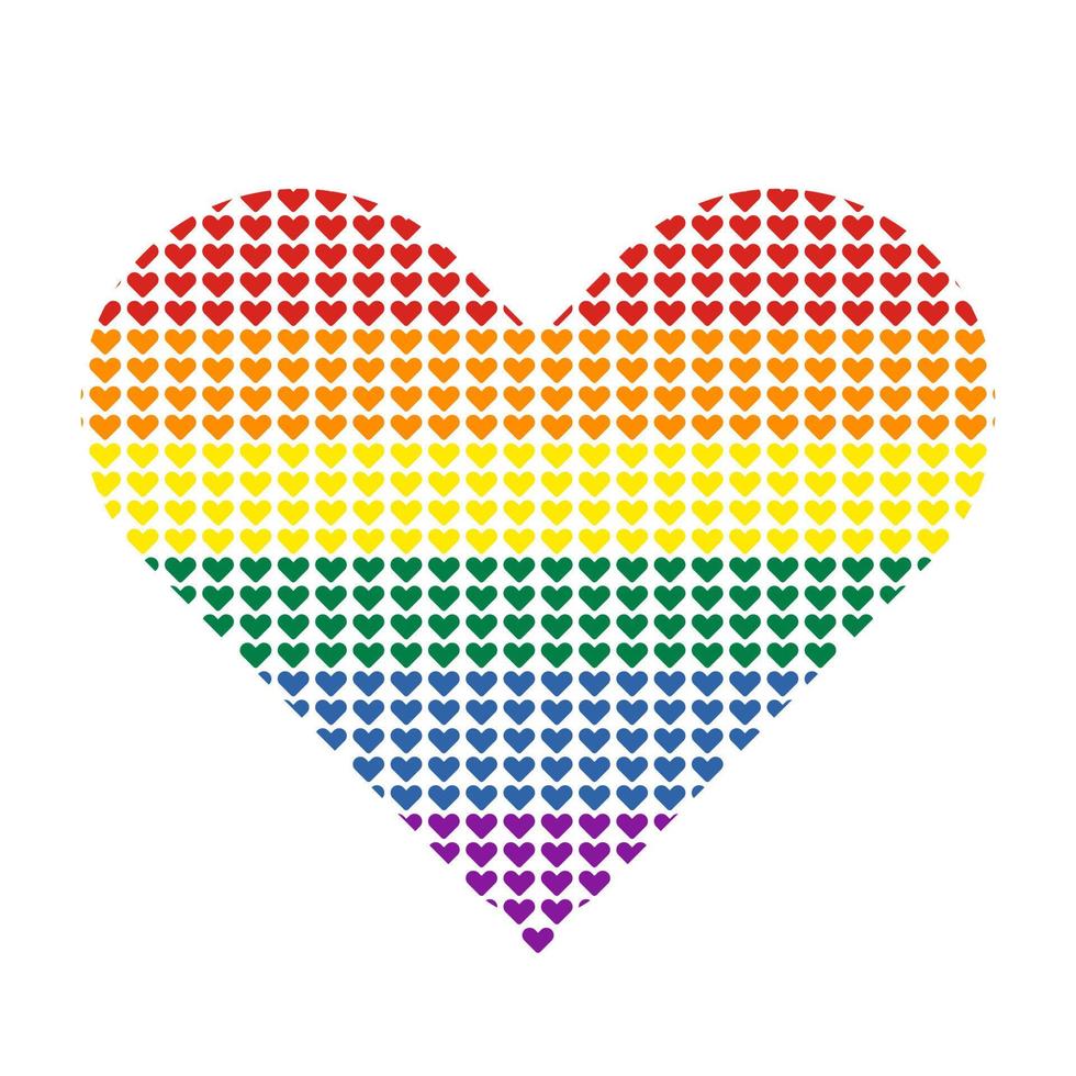 Pride flag Heart shape icon with heart pattern inside. Flat vector illustration