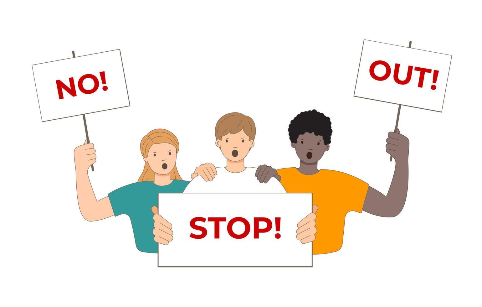People defend their rights at a rally vector