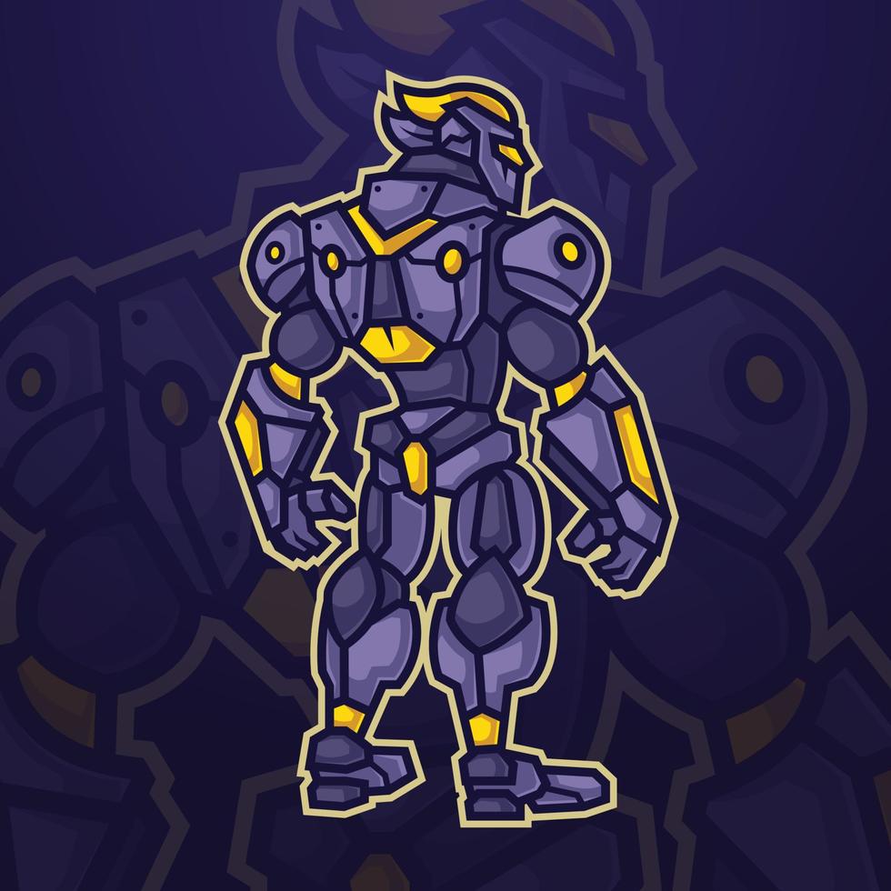 Futuristic cyborg robot mascot character for e-sports or gaming team logo vector