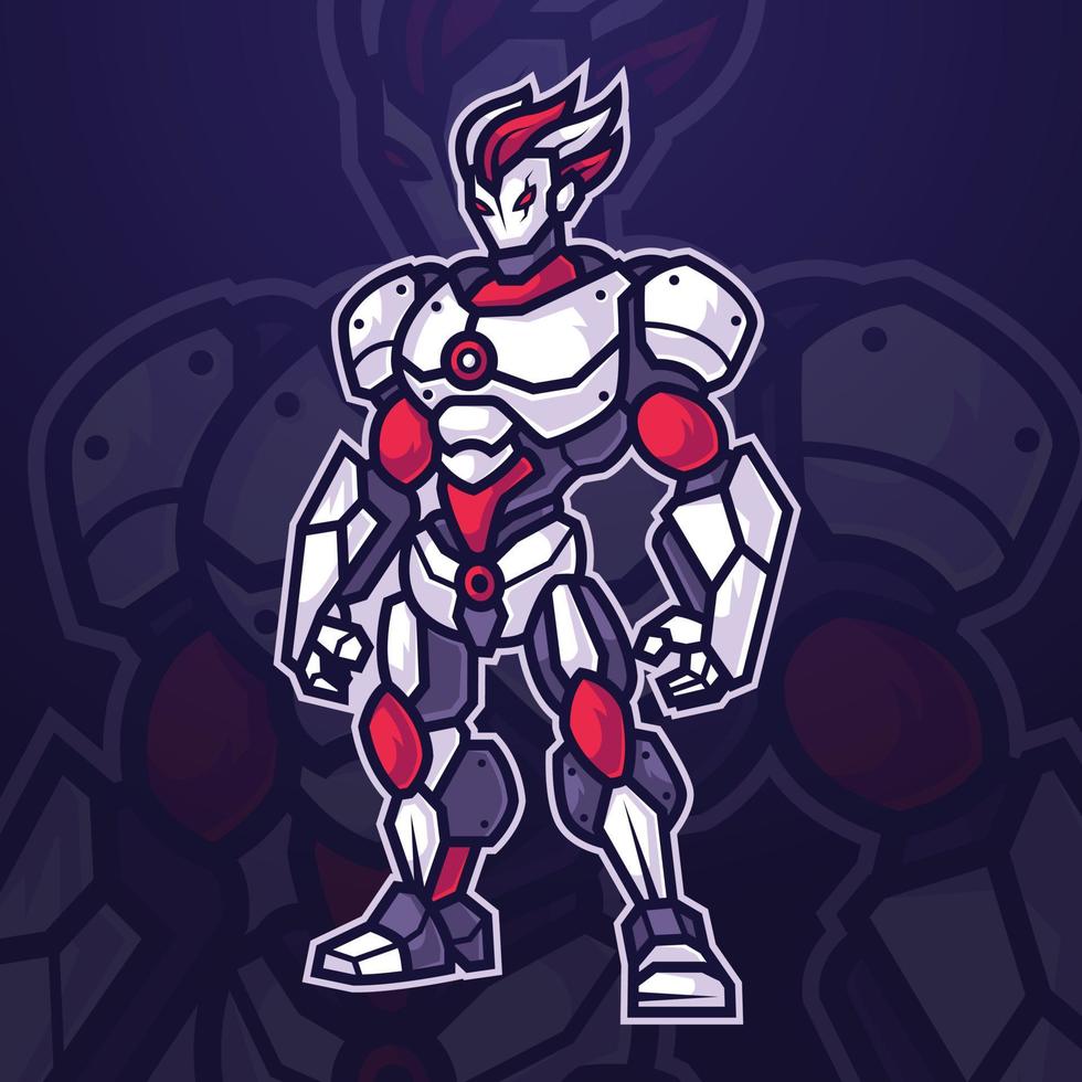 Futuristic cyborg robot mascot character Logo for e-sports tournament or gaming team vector