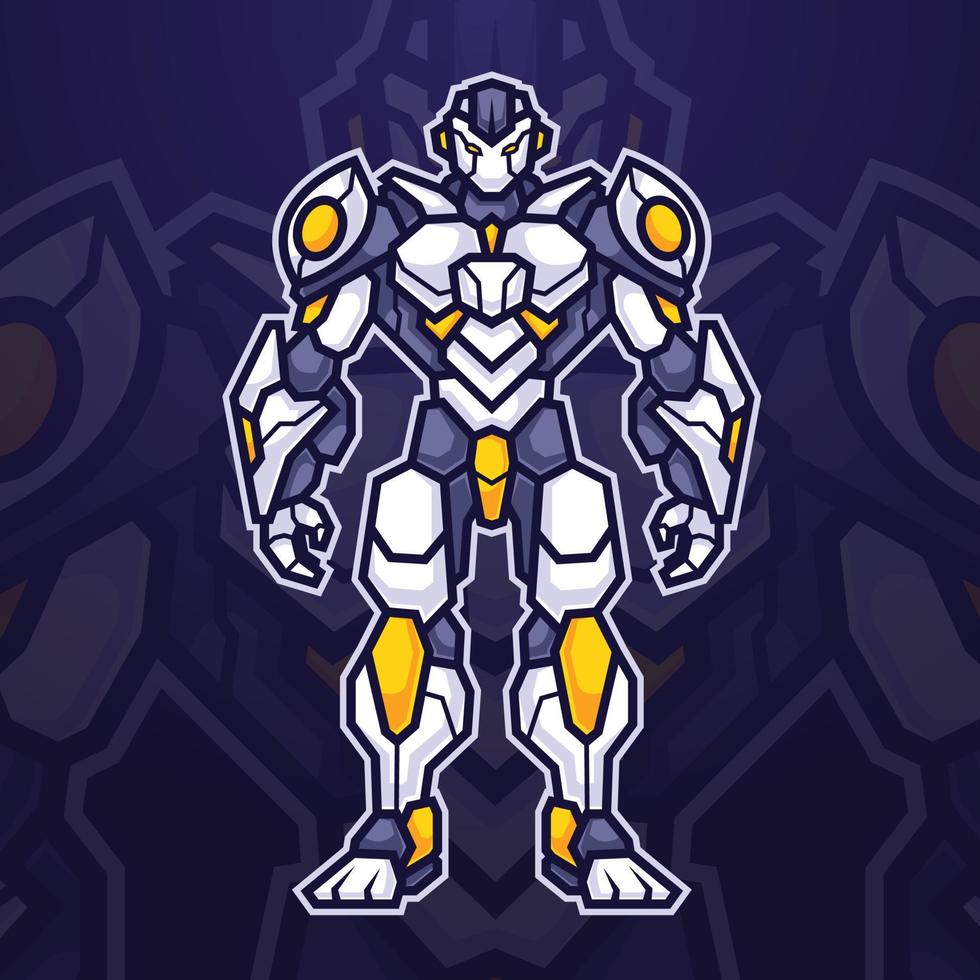 Futuristic cyborg robot mascot character for e-sports or gaming team logo vector