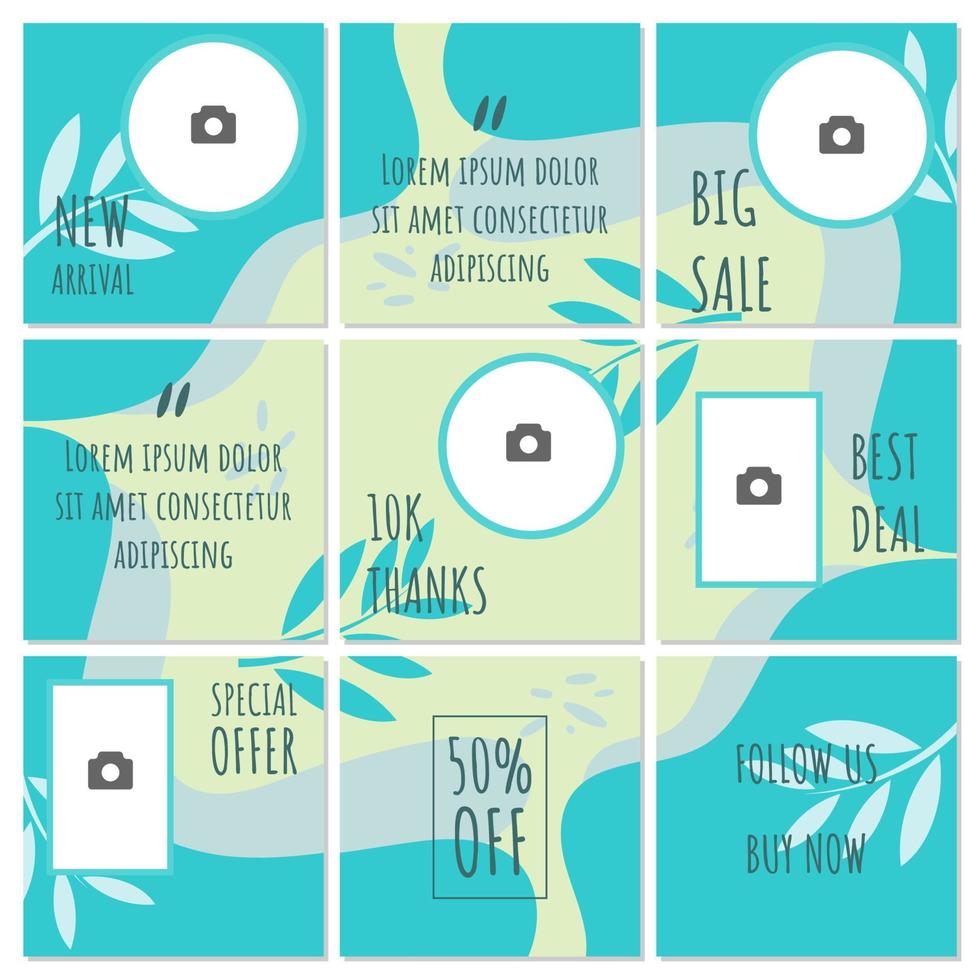 Social Media Puzzle Template and Copy Space Vector Illustration. Blank photo website Advertising Background