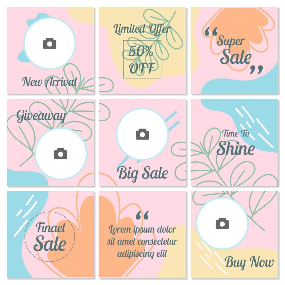 Social Media Puzzle Template and Copy Space Vector Illustration. Blank photo website Advertising Background