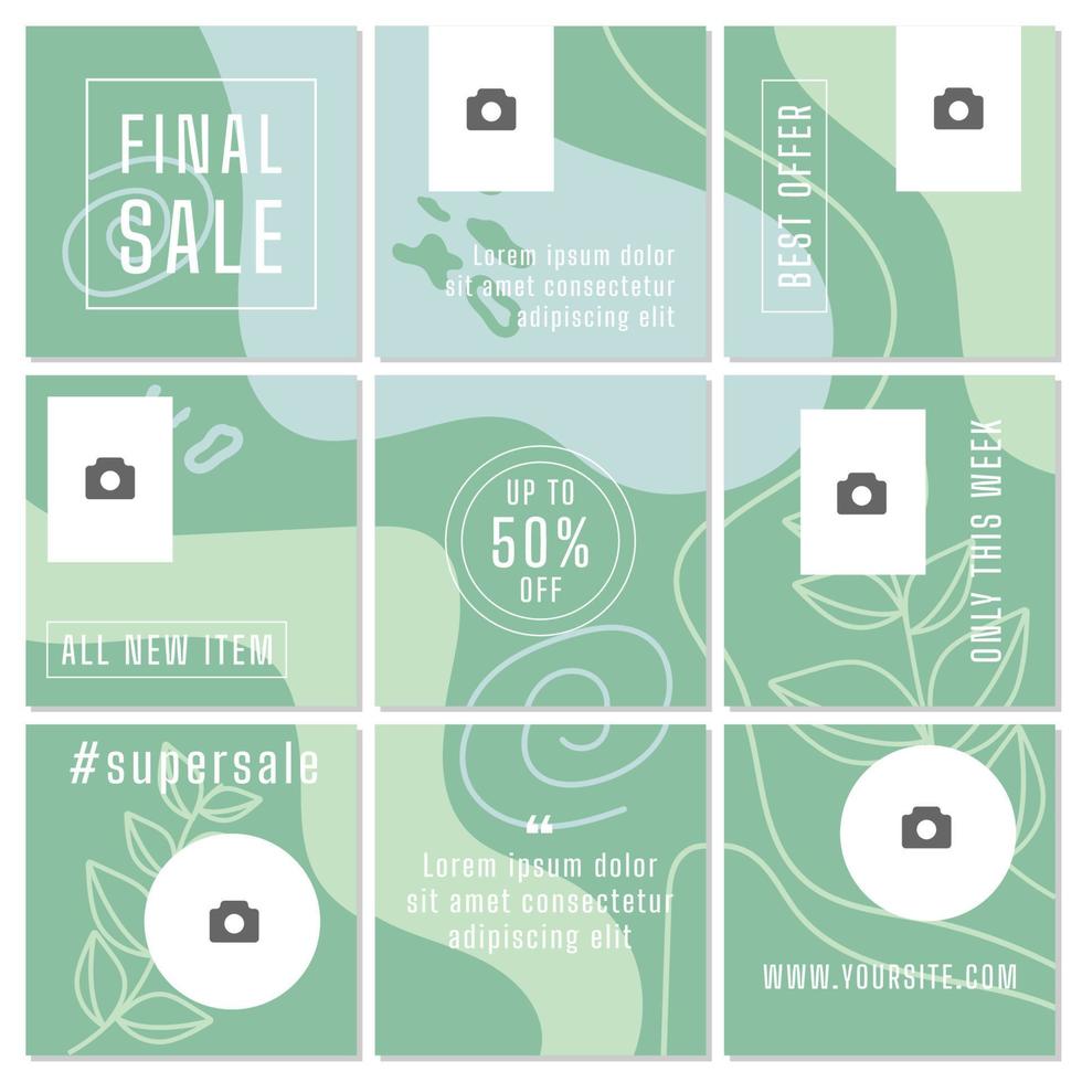 Social Media Puzzle Template and Copy Space Vector Illustration. Blank photo website Advertising Background