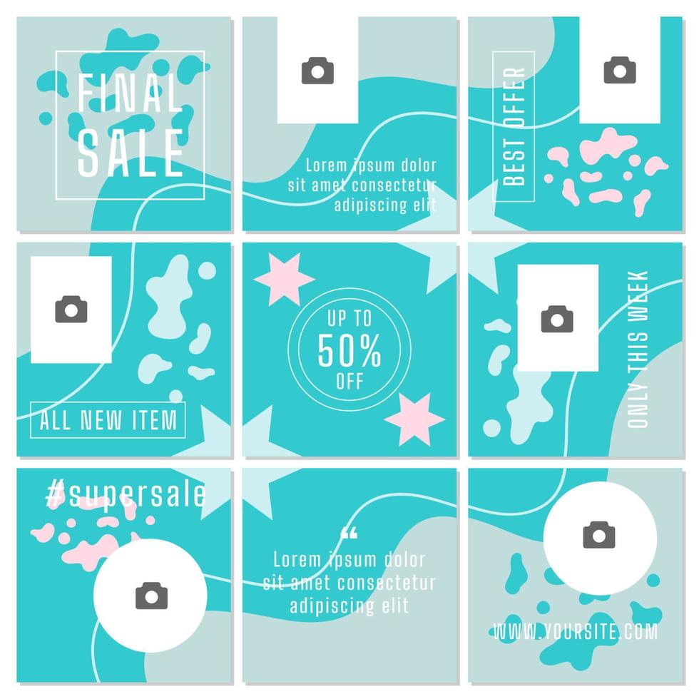 Social Media Puzzle Template and Copy Space Vector Illustration. Blank photo website Advertising Background