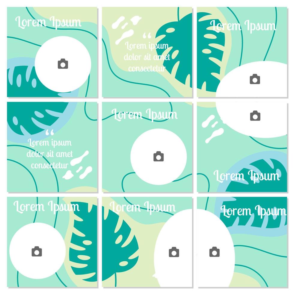 Social Media Post puzzle Template and Copy Space Vector Illustration. Blank photo website Advertising Background