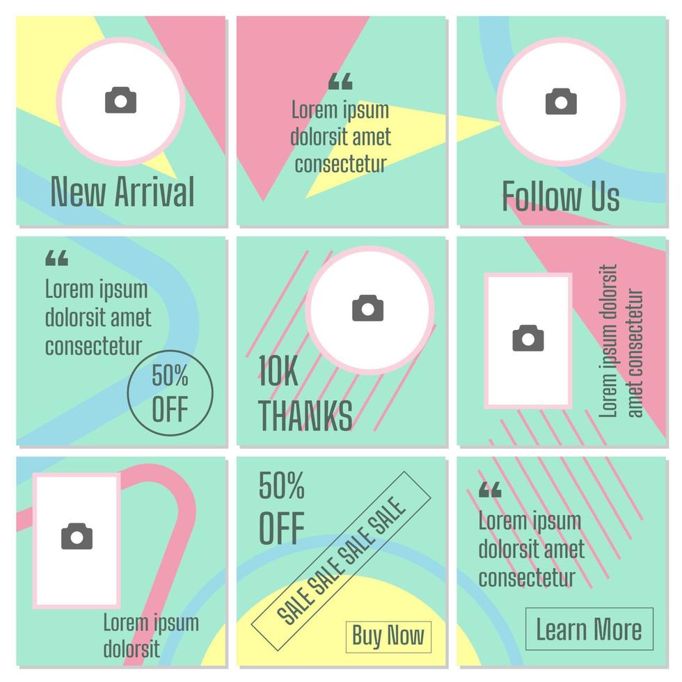 Social Media Puzzle Template and Copy Space Vector Illustration. Blank photo website Advertising Background