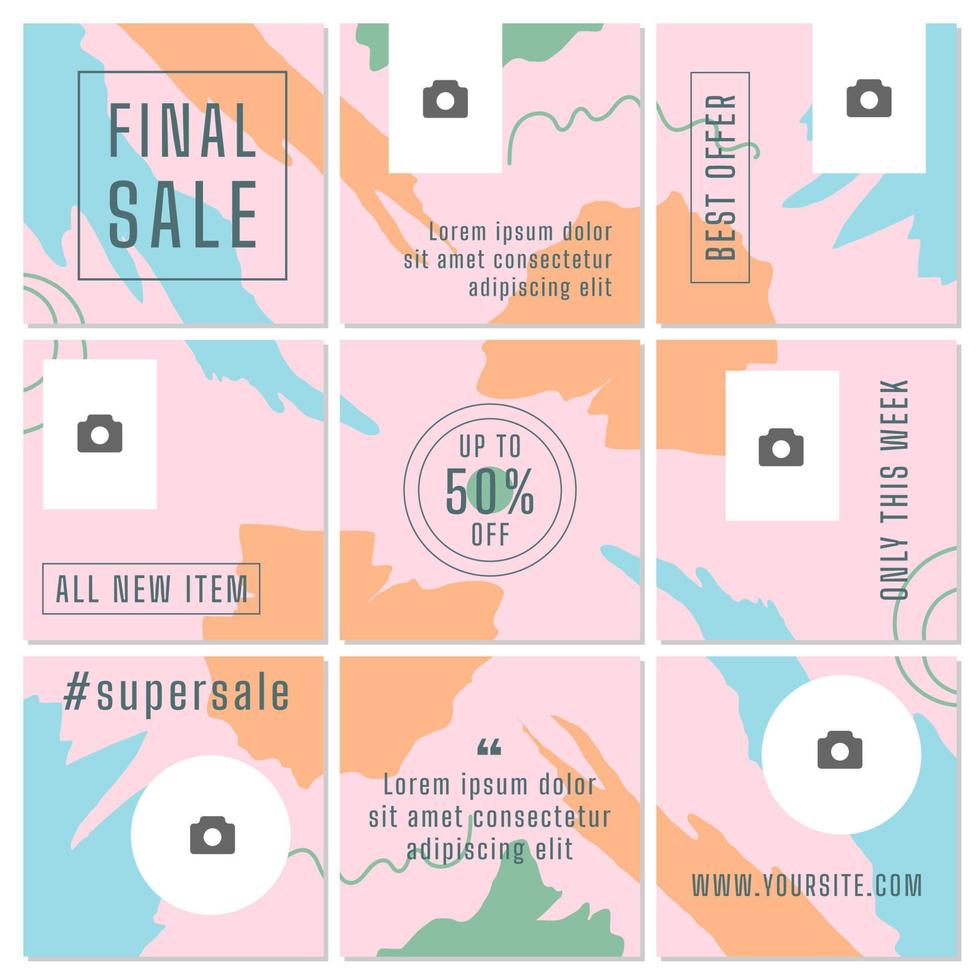 Social Media Puzzle Template and Copy Space Vector Illustration. Blank photo website Advertising Background