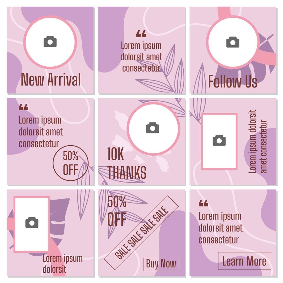 Social Media Puzzle Template and Copy Space Vector Illustration. Blank photo website Advertising Background