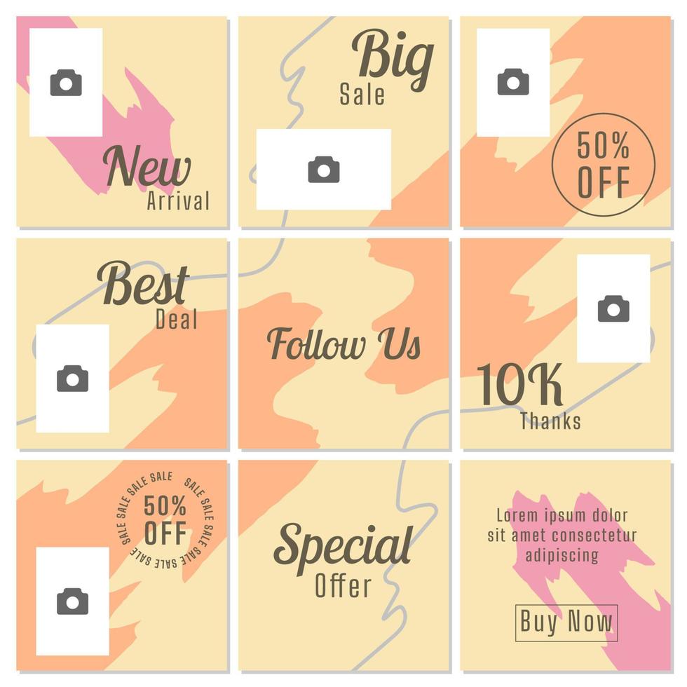 Social Media Puzzle Template and Copy Space Vector Illustration. Blank photo website Advertising Background