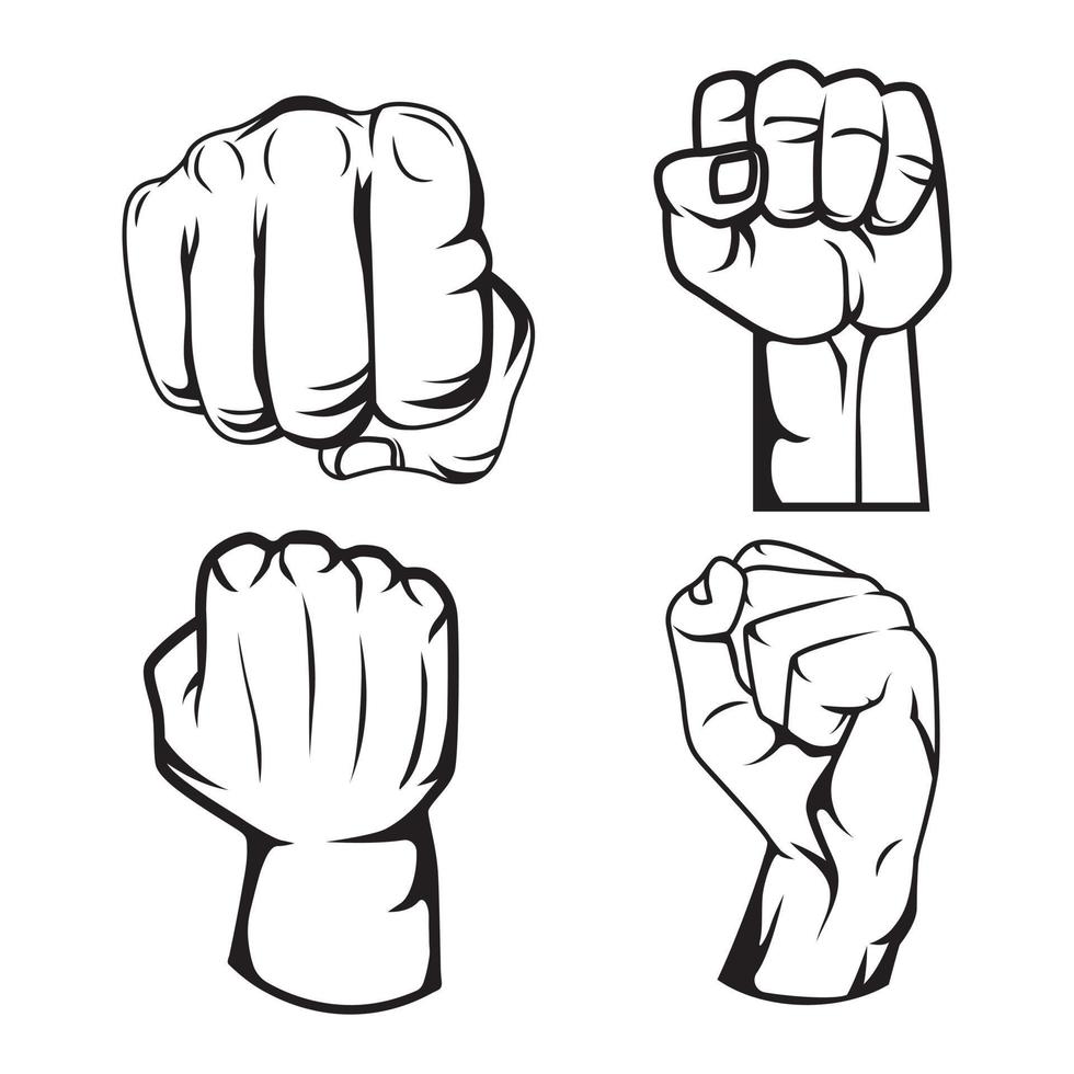 Various fist outline illustrations vector