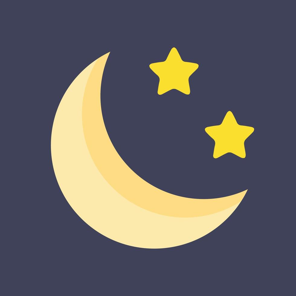 moon and stars. Half moon. Crescent moon. Moon with stars in night sky. Vector illustration.