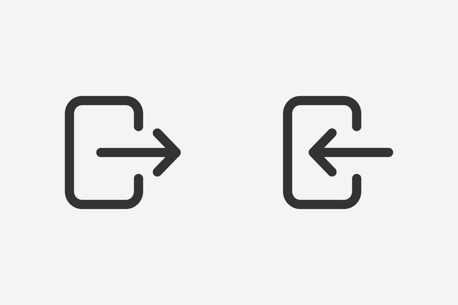 Login and logout vector icon. Black enter and exit icon. Log in, log out linear icon, vector illustration.