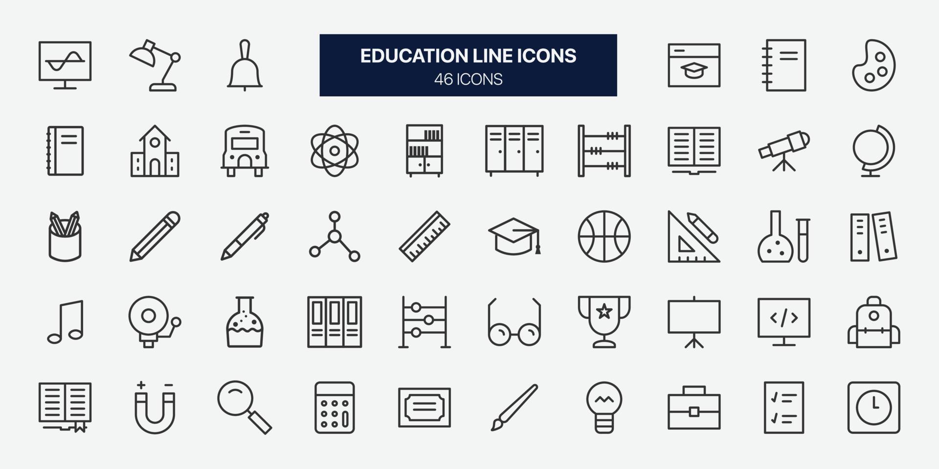 Set of education line vector icon. School icon symbol. Education vector illustration on isolated background