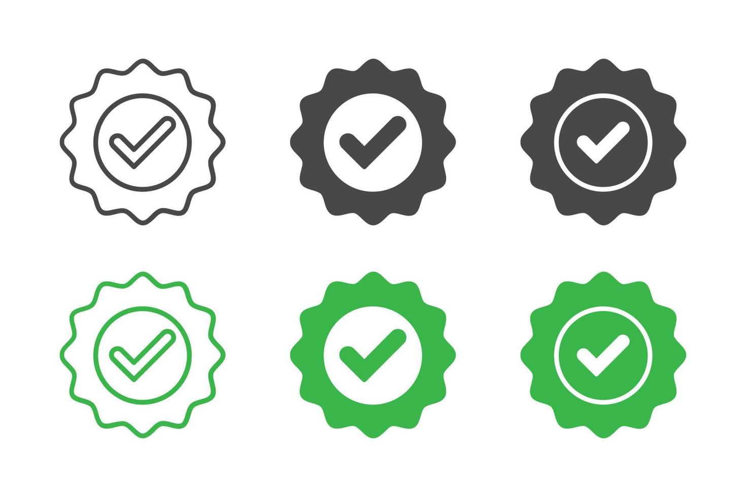 Set of approval check vector icon. Certificate icon. Premium quality. Achievement icon. Profile verification.
