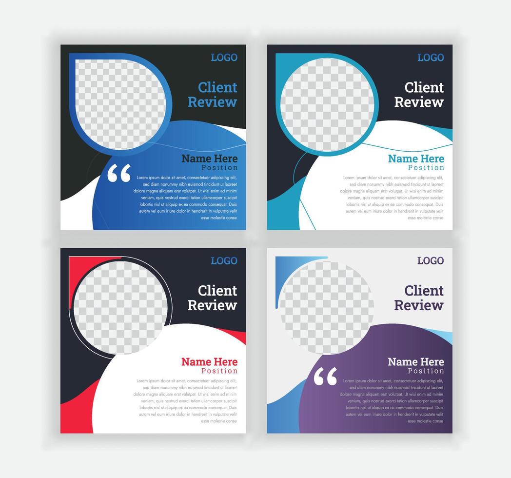 Modern and creative client testimonial social media post design vector