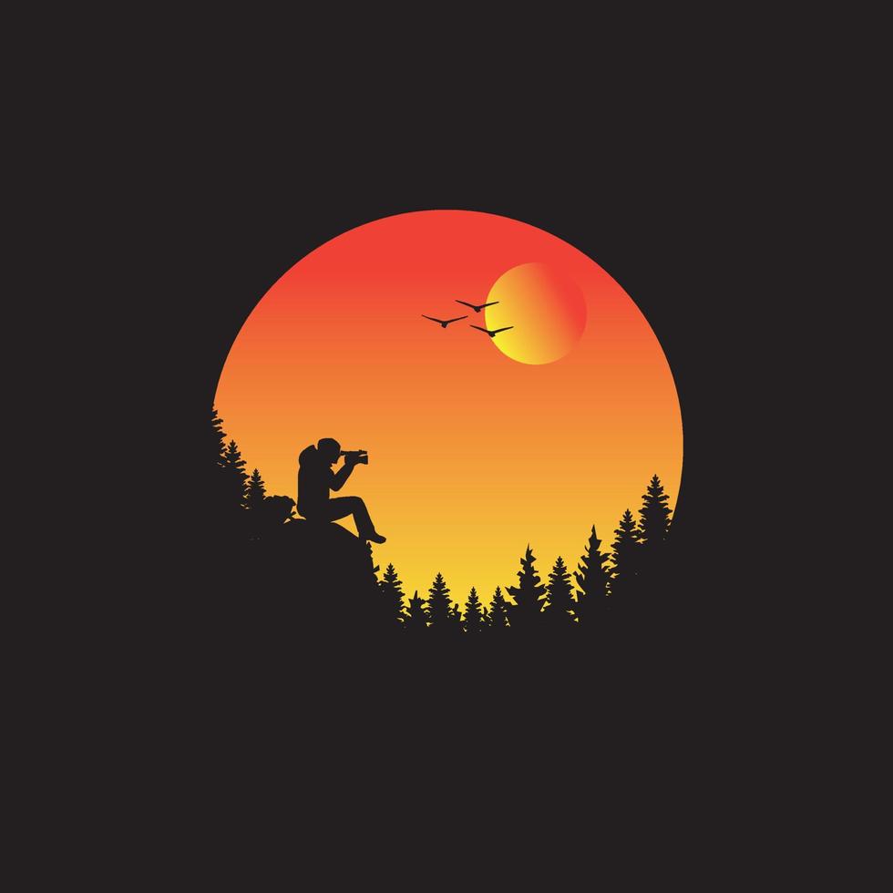 ''moon night hiking t- shirt design vector