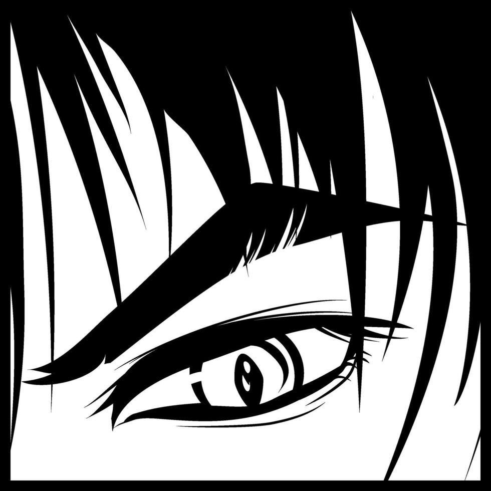 Furious look of a man in manga and anime style. vector
