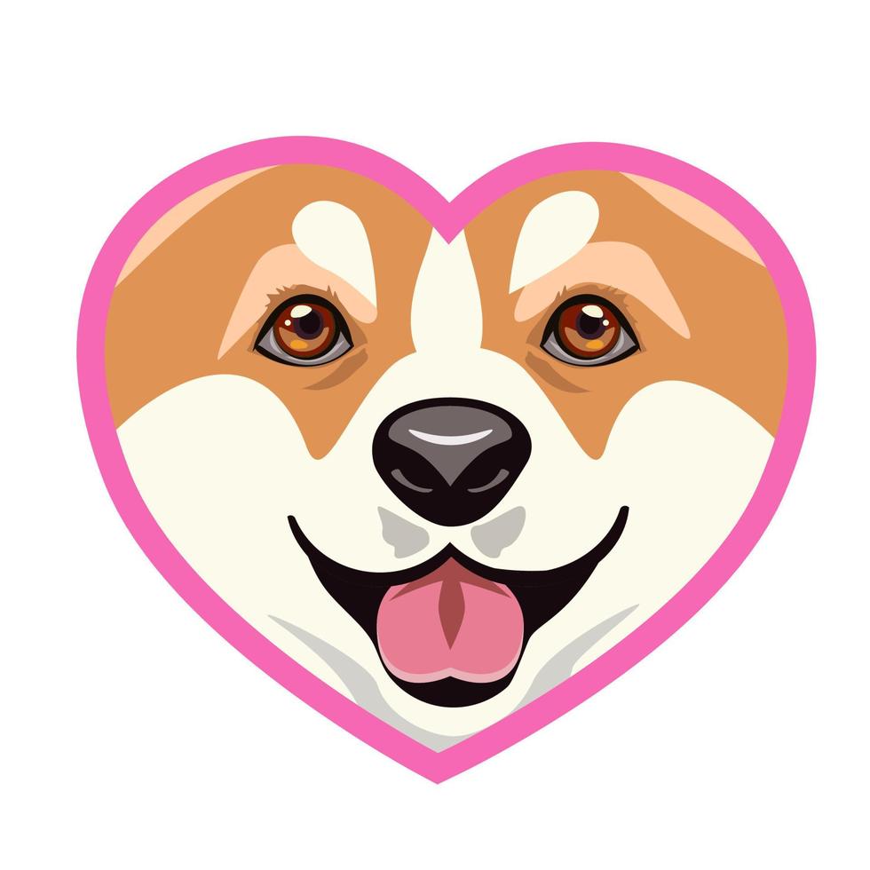 Cute dog in the heart. vector