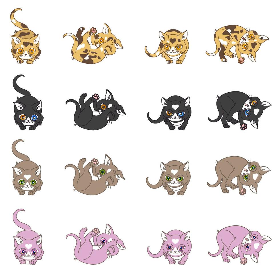 Set cute cats. vector
