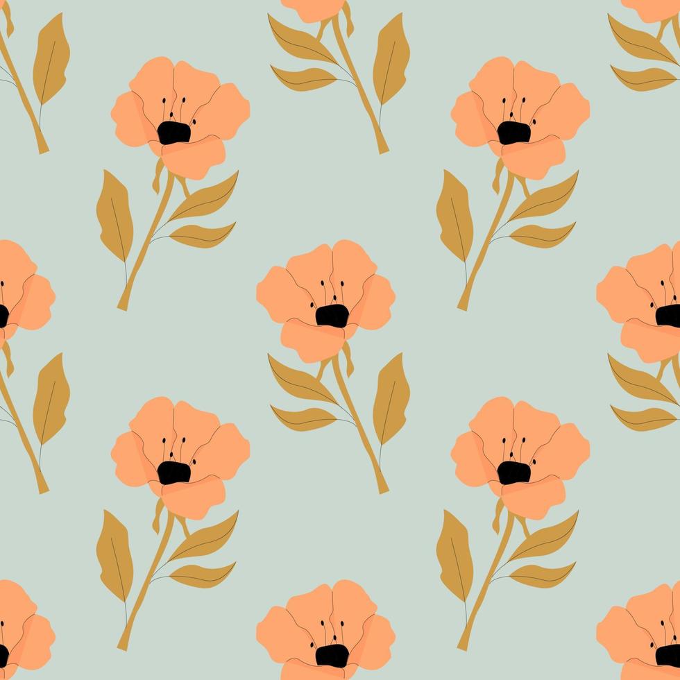 Vector seamless pattern with one type of flower.Floral simple  ornament for fabric, invitations, wrapping paper, cards and other materials.