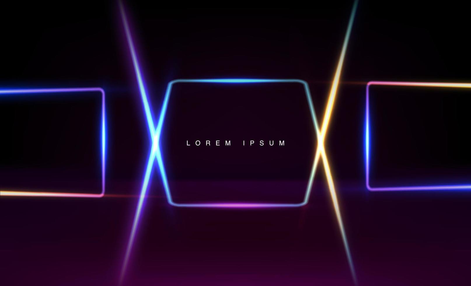Neon border or frame. Light sign. Abstract neon background vector for signboard or billboard. Geometric light outline shapes or laser shining lines. vector illustration