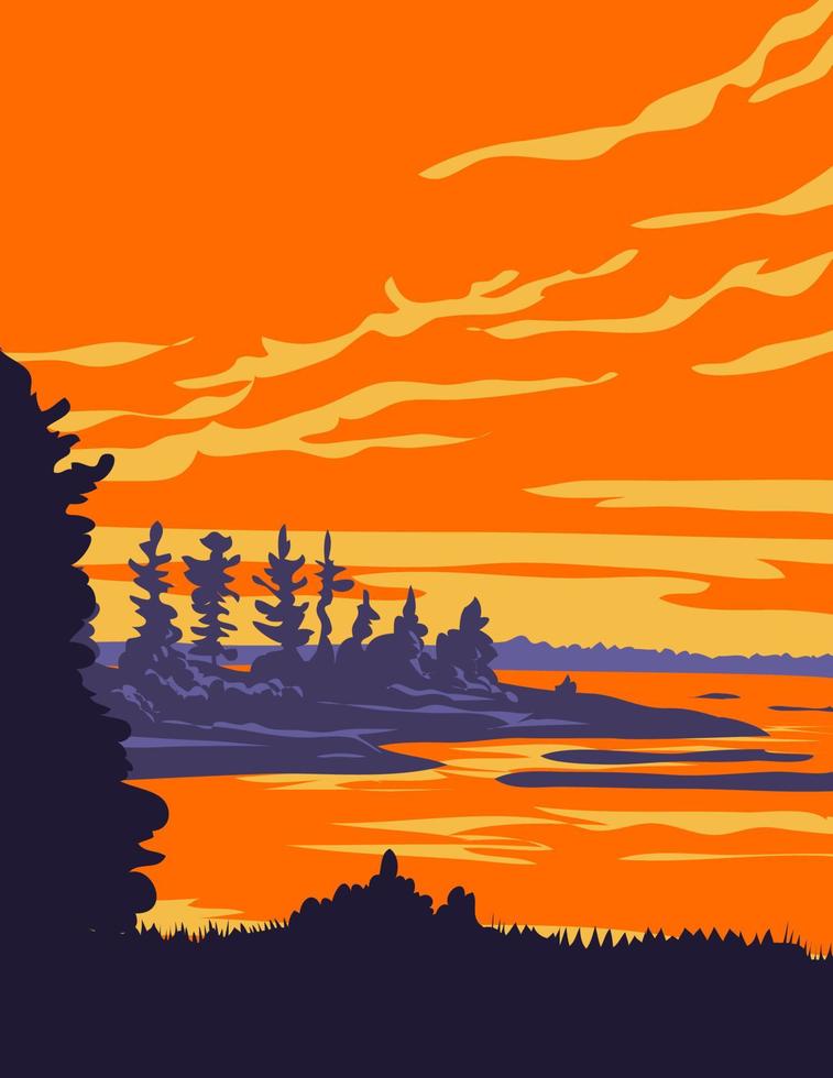 Cedar Springs Beausoleil Island Within Georgian Bay Islands National Park Ontario Canada WPA Poster Art vector