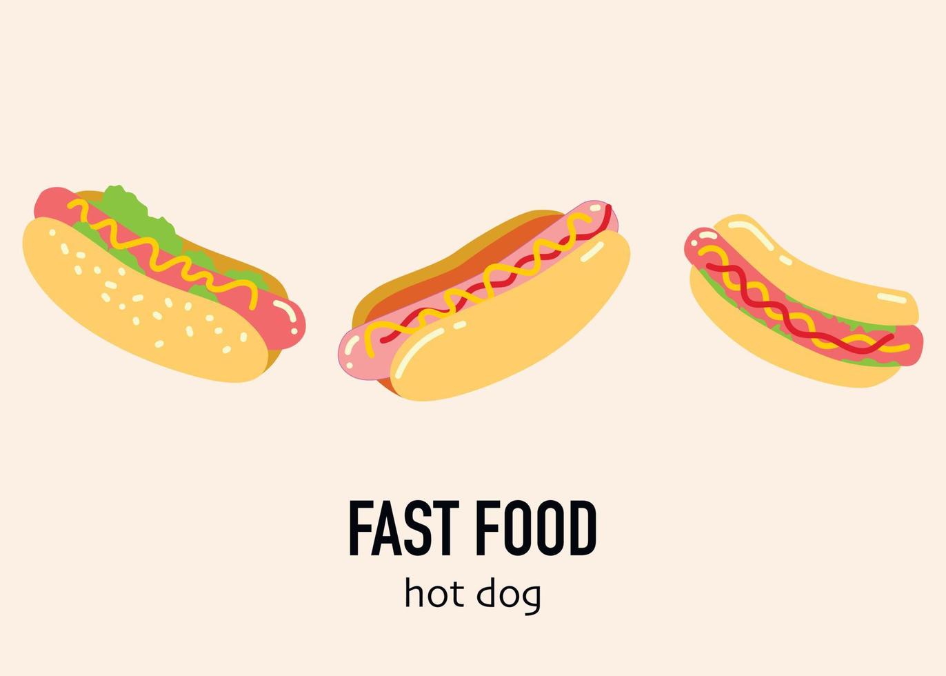 set of hot dogs with the words fast food on it 21011282 Vector Art at