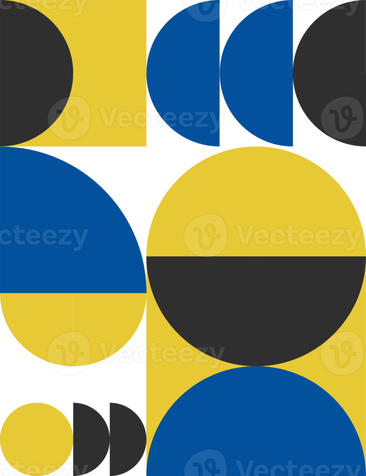 Minimal vintage 20s geometric design posters, wall art, template, layout with primitive shapes elements. Bauhaus retro pattern png background, blue, yellow and black Ukrainian flag colors